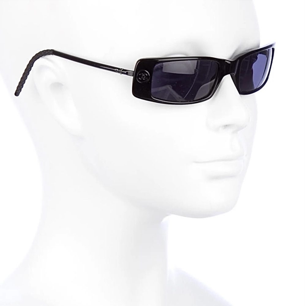Chanel Black Rectangular Sunglasses - image 5